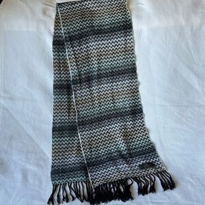 Unisex 100% Cashmere Ombre Chevron Fringe Ends Scarf OS